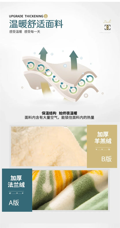 Super Thick Plaid Fleece Blanket – Soft, Warm, Fluffy Winter & Autumn Comforter Quilt