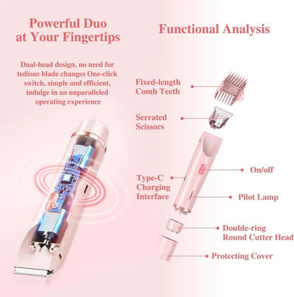 Electric Razor for Women – Painless Facial Epilator & Body Hair Trimmer for Mustache, Legs, Bikini, and More