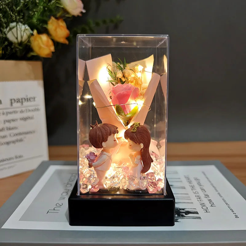 LED Eternal Rose Gift - 24K Gold Foil Flower with Glass Dome Light for Valentine’s Day, Wedding & Special Occasions