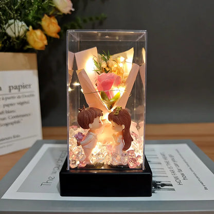 LED Eternal Rose Gift - 24K Gold Foil Flower with Glass Dome Light for Valentine’s Day, Wedding & Special Occasions