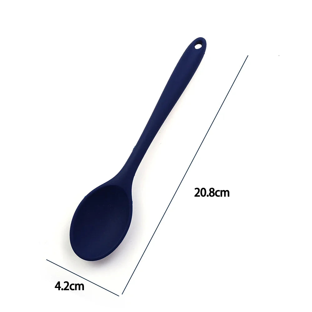 Soft Silicone Cooking Spoon - Long Handle Stirring Ladle for Kitchen Use - Essential Cooking Utensil