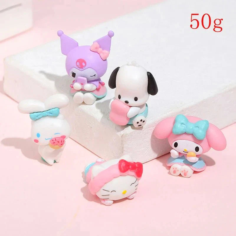 5Pcs Sanrio Anime Figures – Kuromi, Pochacco, Cinnamoroll & Melody Dolls for Desktop Display & Car Ornaments