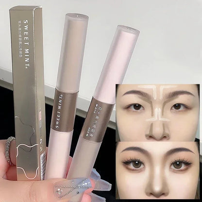 Double-Ended 2-in-1 Highlighting & Contouring Stick — Concealer Pencil for Nose Shadow & Bronzing Makeup