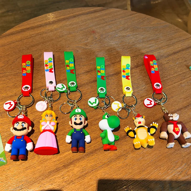 10 Styles Super Mario Keychain - Mario Bros, Luigi, Toad, Yoshi, Bowser Action Figure Model PVC Cartoon Bag Doll Pendant Toys - Perfect Gift