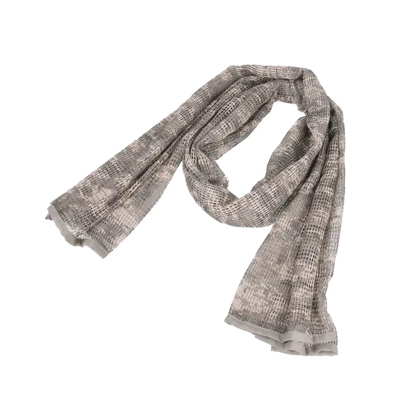 Outdoor Camouflage Netting Scarf — Camo Mesh Face Veil & Shemagh Head Wrap for Camping, Hiking, Shooting