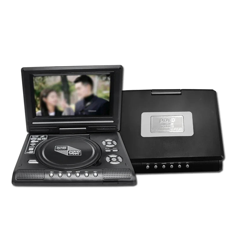 Mini 7.8-Inch DVD Player – Desktop Digital Smart TV CD EVD Disc Player, Remote Control, Portable Travel with 270° Rotatable Screen
