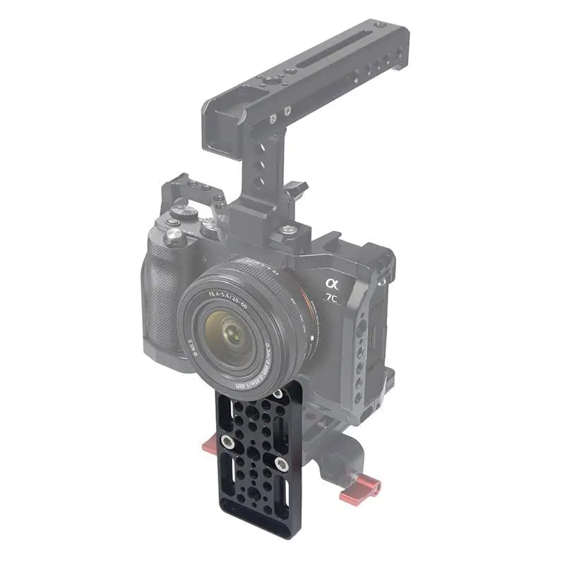 Switching Cheese Plate Camera Mount – Universal Railblock Dovetail Adapter for DSLR Camera Cage Rig with Short Rod Expansion & Accessory Mounting Plate