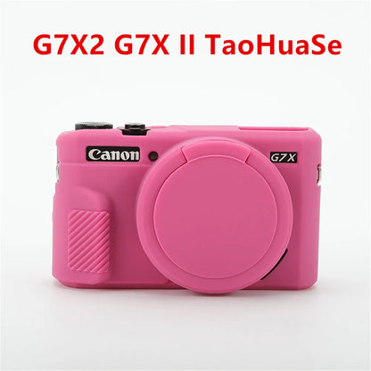 Canon G7X Mark II Silicone Camera Case - Soft Rubber Protective Skin Cover with Lens Protector for G7XII G7X2 G7X3 G7XIII