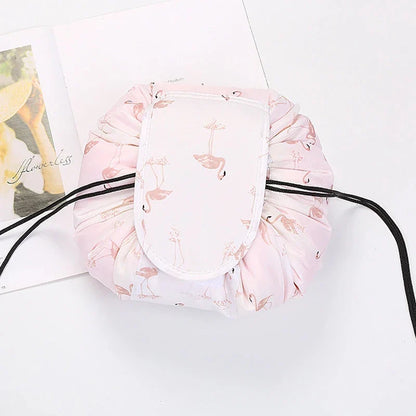 Women’s Drawstring Cosmetic Bag — Portable Waterproof Travel Makeup Organizer & Toiletry Beauty Pouch