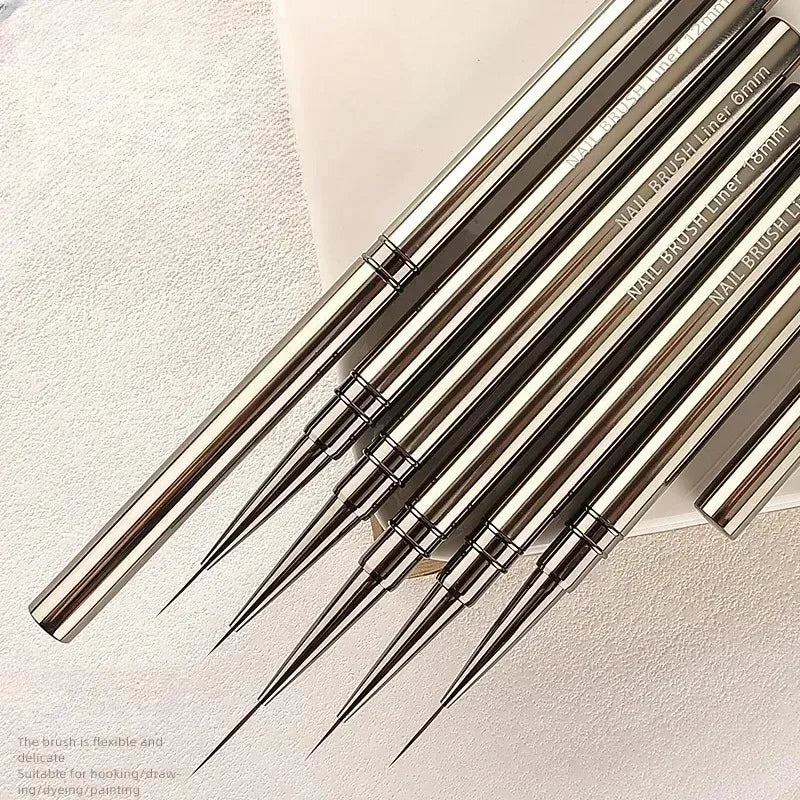 Nail Art Liner Brushes for Striping & Drawing – 6 to 25mm Design Pens, Professional Manicure Tools