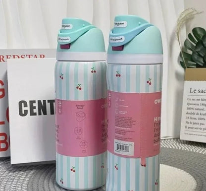 32oz & 24oz One-Touch Pop-Up Sports Water Bottle — Vacuum Insulated Tumbler with Straw & Spout, Leakproof for Outdoor and Gym Use