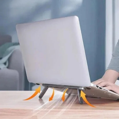 Foldable Laptop Stand - Adjustable Portable Notebook Holder with Cooling Riser Support for Computer Desk Setup
