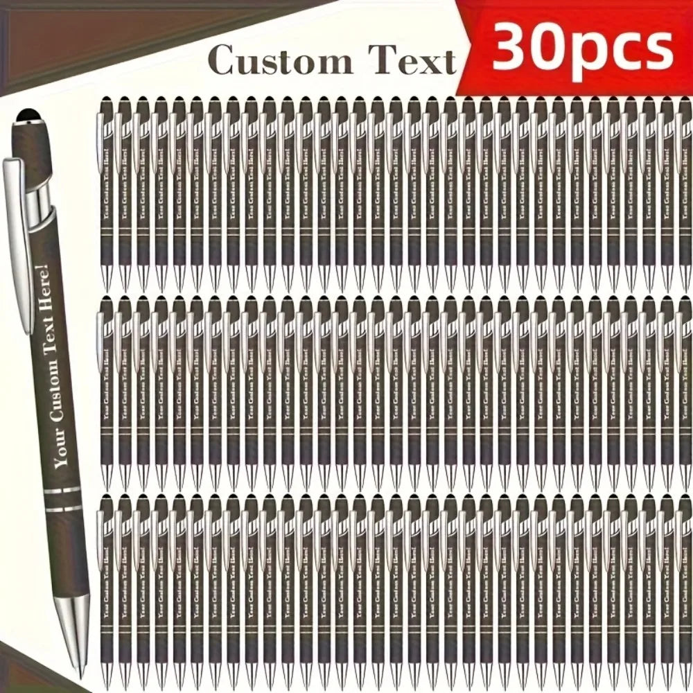 Customized Metal Ballpoint Pens - 30-Pack Engraved Logo Pens for Graduation & Holiday Gifts