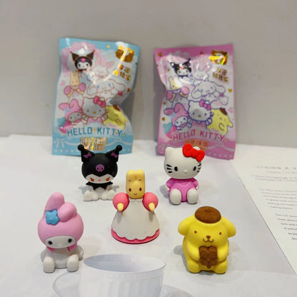 32pcs Blind Box Cartoon Erasers — Cute Kitty, My Melody & Kuromi KT Cat Mystery Box, Fun Stationery for Students & Birthday Gifts