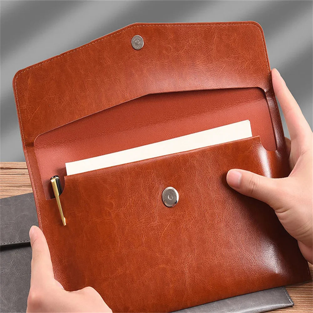 Leather Document Organizer – File Folder, Passport & Card Holder, School & Contract File Bag