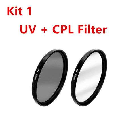 UV, FLD, CPL, ND (ND2/4/8), Star, Yellow Grad, Grey Filter Kit with Cleaning Set — Fits 37mm to 82mm Lenses