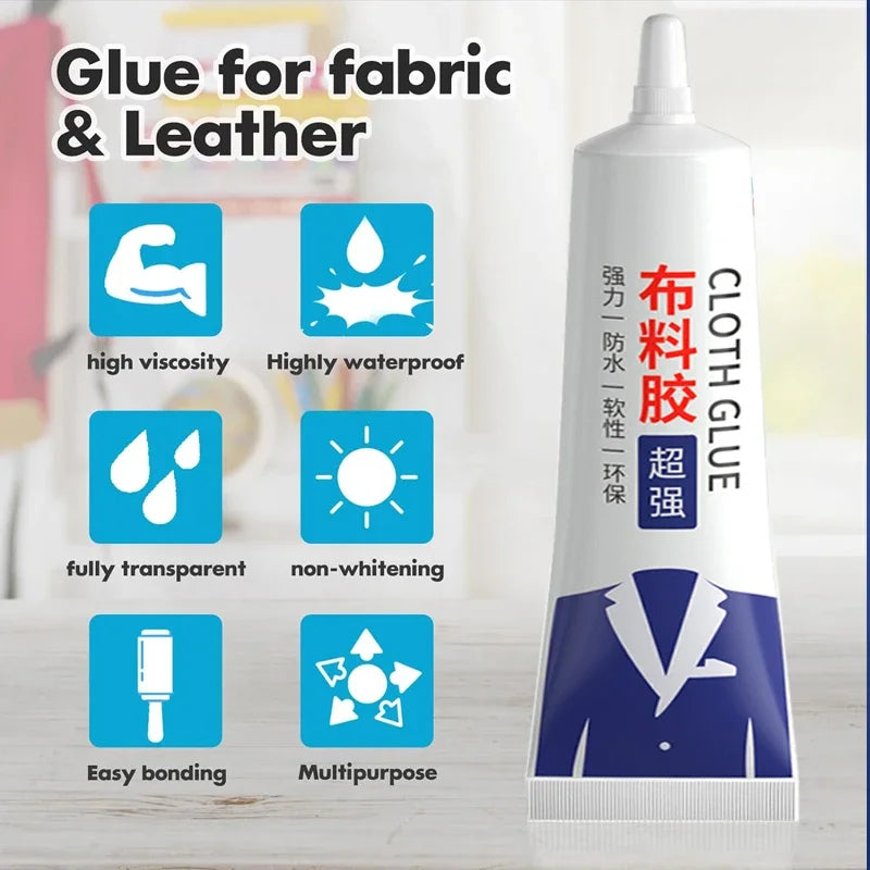 Fabric Glue Quick-Dry Adhesive — Clear Waterproof Strong Glue for DIY Cloth, Fiber, Jewelry, Crafts, and Leather Patching