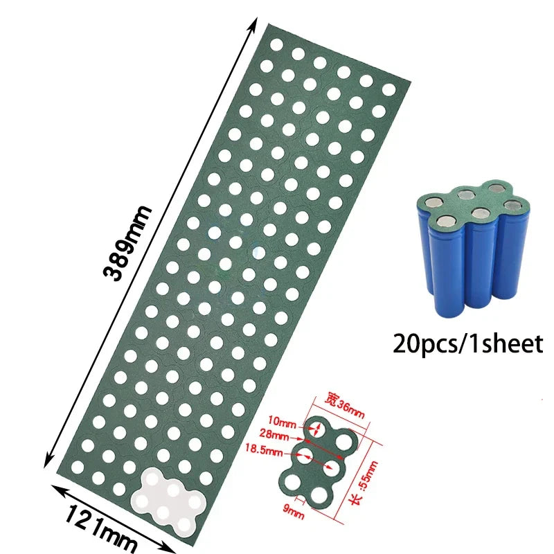 2-6P Hollow & Solid 18650 Li-ion Battery Insulating Gaskets – Positive Pole Protective Stickers with Highland Barley Paper Design