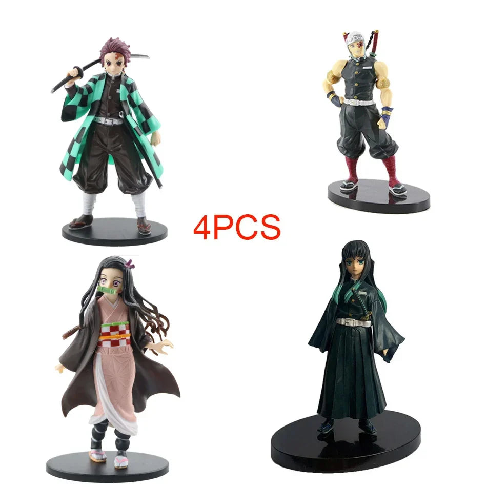 Anime Demon Slayer Kimetsu No Yaiba Action Figures – Tanjirou, Nezuko, Zenitsu & Inosuke PVC Model Toys