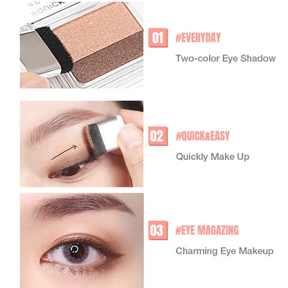 Portable Two-Color Matte Eyeshadow Palette - Lazy Makeup Solution for Professional Women, Easy-to-Carry Cosmetic Tray