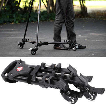 VX-600 Foldable Camera Tripod Dolly – 3 Wheels Stand with Pulley Base, Universal Tripod for Easy Camera Movement
