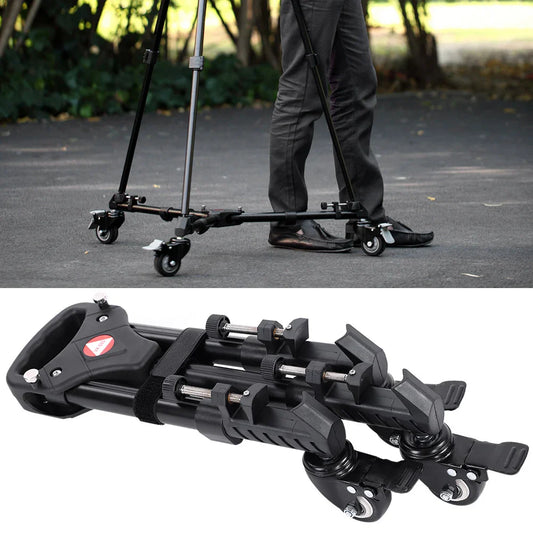 VX-600 Foldable Camera Tripod Dolly – 3 Wheels Stand with Pulley Base, Universal Tripod for Easy Camera Movement
