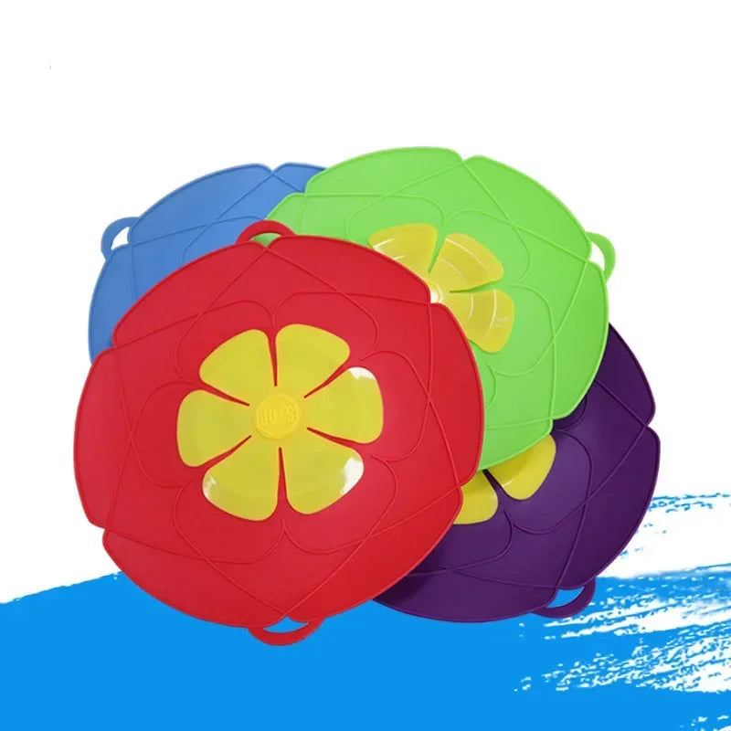 Silicone Spill Stopper Lid Cover - Flower Design, Multi-Use for Pots and Pans, Kitchen Cooking Accessories, Cookware Home Essential