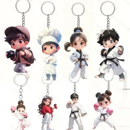 2D Flat Taekwondo Kung Fu Acrylic Keychain – Car Rearview Mirror and Backpack Pendant Accessory Gift