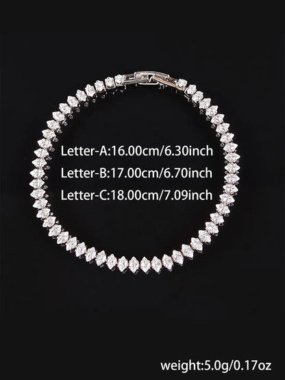 2024 New Luxury Tennis Bracelet – Marquise, Oval & Square Cut Silver Bracelet for Women, Party Gift Jewelry S7062