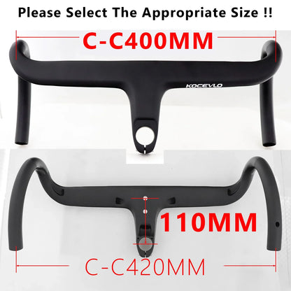 KOCEVLO Full Carbon Fiber Road Bike Stem & Integrated Handlebar — 28.6mm with Spacers