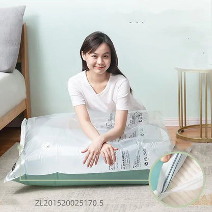 Large No-Pump Vacuum Compression Storage Bags: Space-Saving Plastic Bags for Clothes and Blankets – Ideal for Travel and Home Use