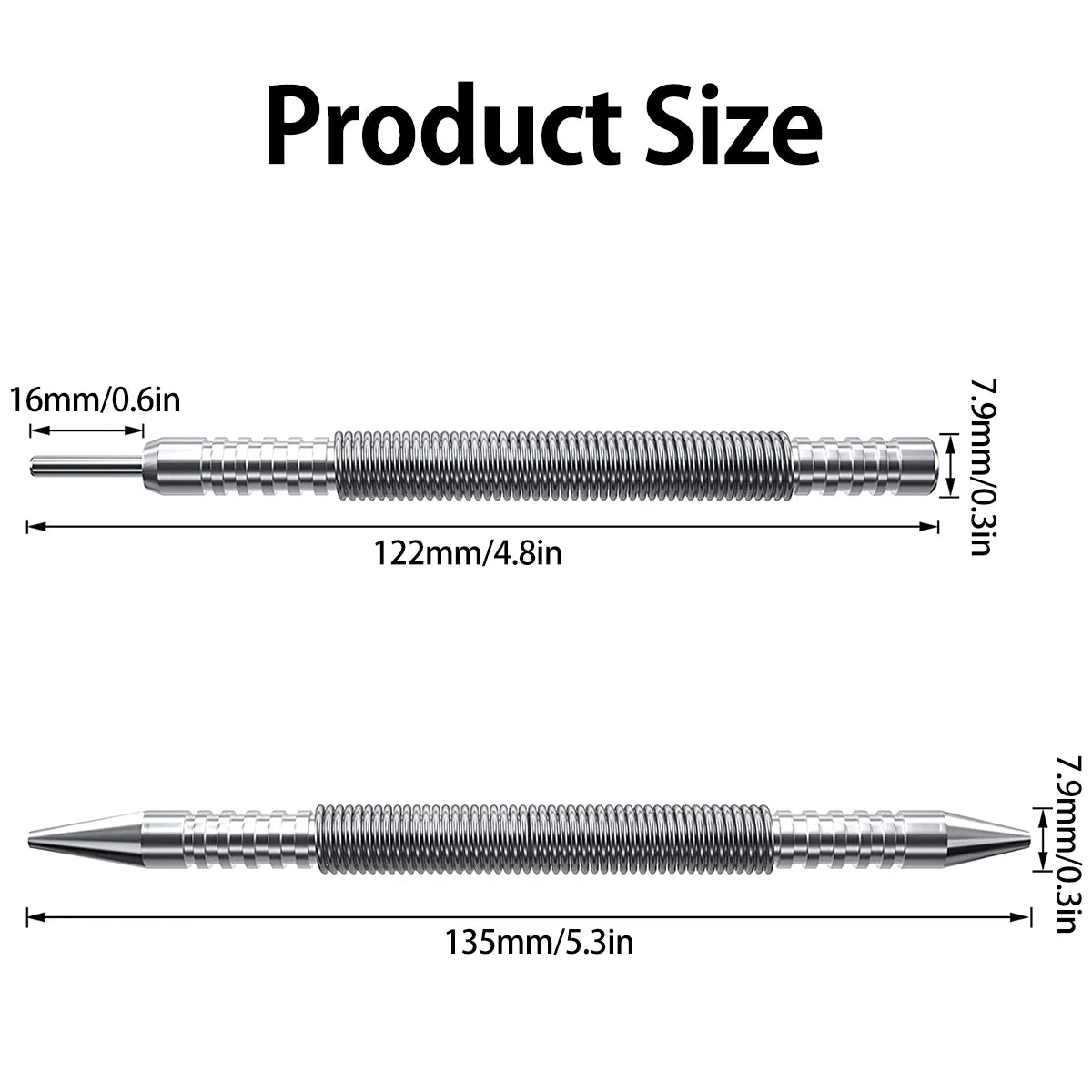 Hammerless Nail Set Spring Tool | Center Pin Punch | Spring Loaded Marking Carpenter Woodworking Drill Bit | Door Pin Removal Tool