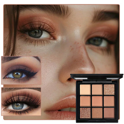 9-Grid Eyeshadow Palette – Glitter, Pearlescent, Matte, Shimmer Long-Lasting Eye Makeup for Women