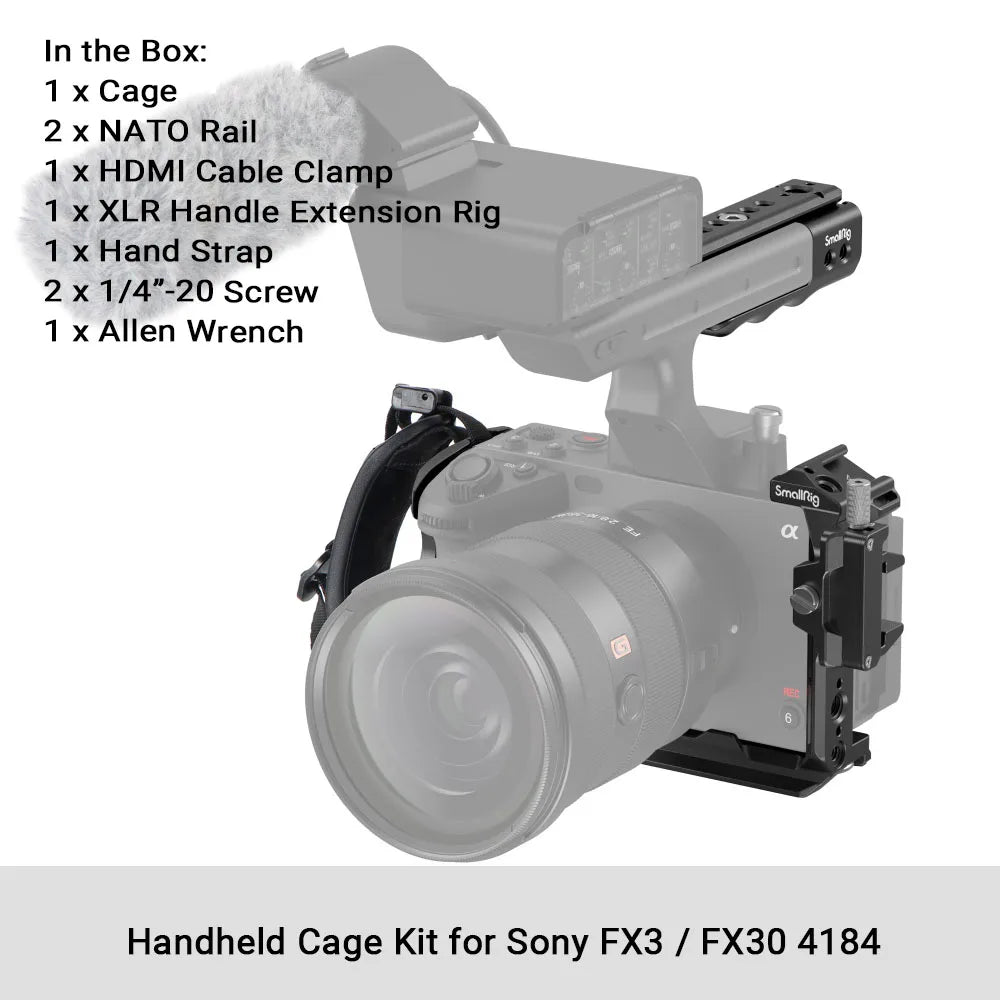 SmallRig Camera Cage for Sony FX30/FX3 – Rig Kit with Cable Clamp, Cold Shoe & NATO Rail Accessories (Model 4183)