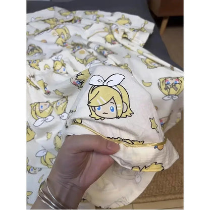 Kagamine Rin & Len Anime Pajamas — Long Sleeve Costume for Girls, 35-65Kg, Cosplay Sleepwear
