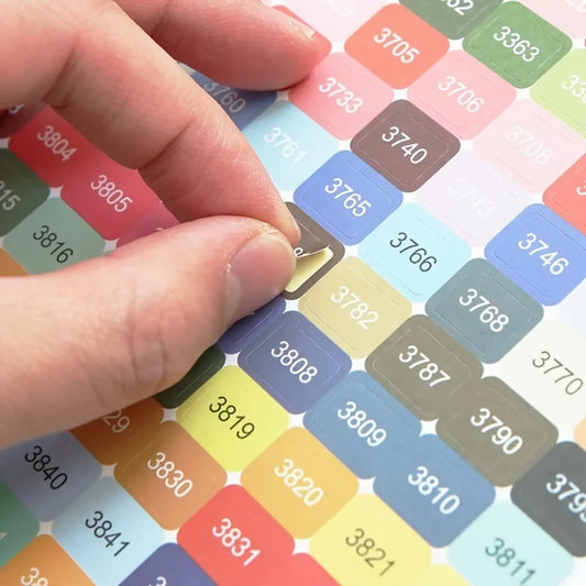 Colorful Diamond Painting Kit – DMC Chart with Square Stickers, Cross Stitch Labels & Letter Stickers for Mosaic Art