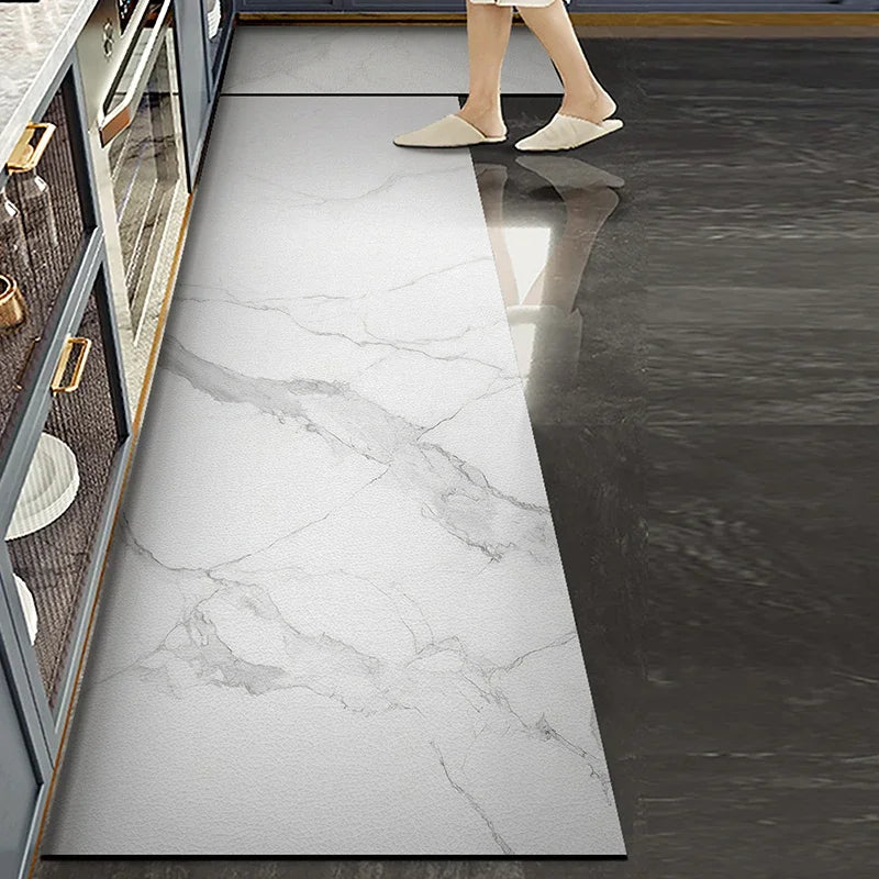 Luxury PVC Leather Kitchen Mat – Waterproof, Non-Slip, Washable Floor Rug for Home Decoration