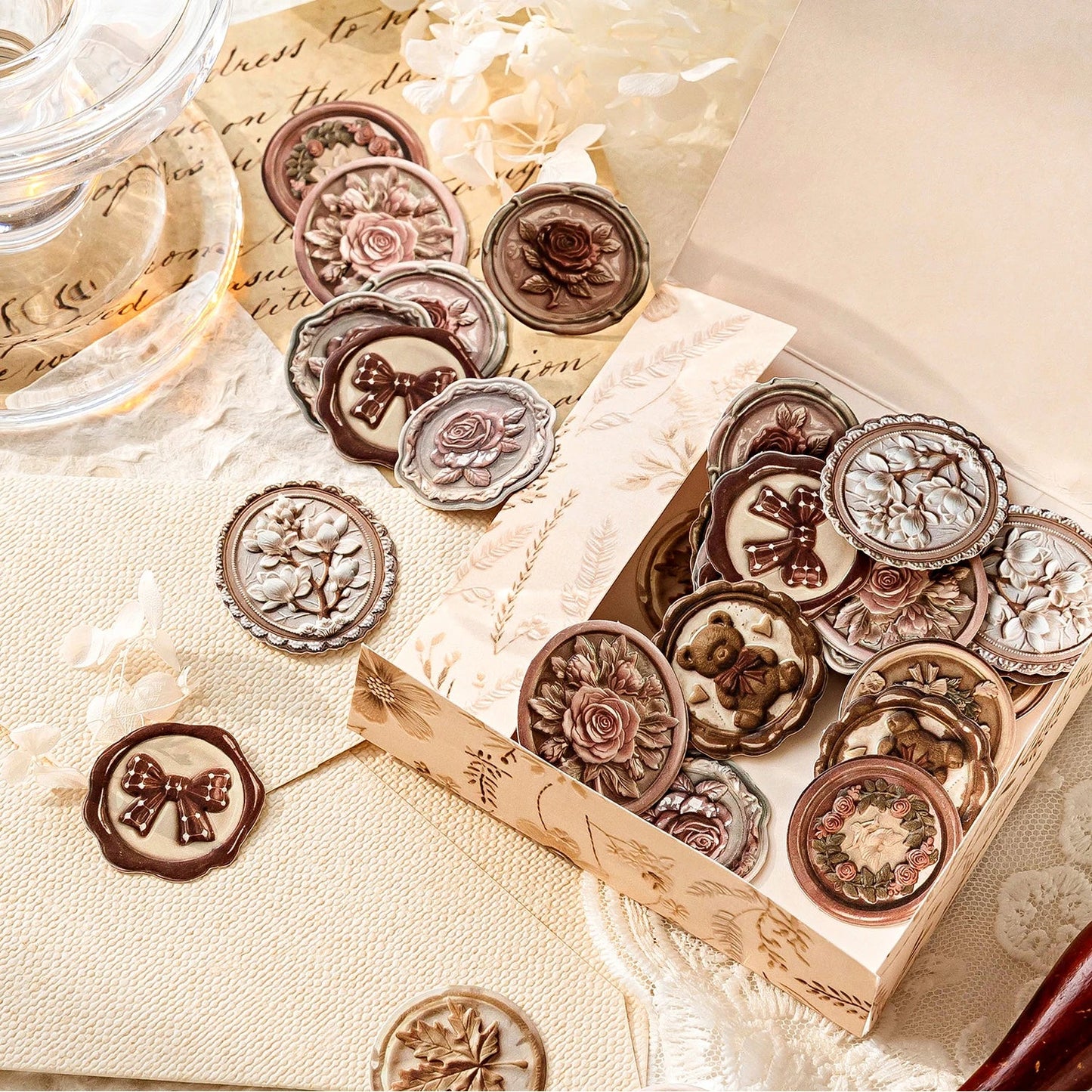 20PCS Wax Seal Sticker Set – DIY Scrapbooking & Junk Journal Decorative Paper Stickers for Collage Crafts & Creative Projects