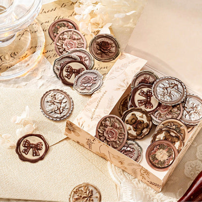 20PCS Wax Seal Sticker Set – DIY Scrapbooking & Junk Journal Decorative Paper Stickers for Collage Crafts & Creative Projects