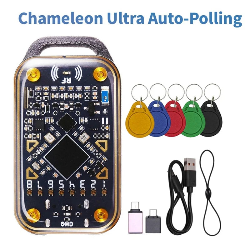 Chameleon Ultra Upgrade Smart Card Emulator – RFID NFC 13.56MHz Reader + 5X UID Keychain, 125KHz Card Decoder & Duplicator