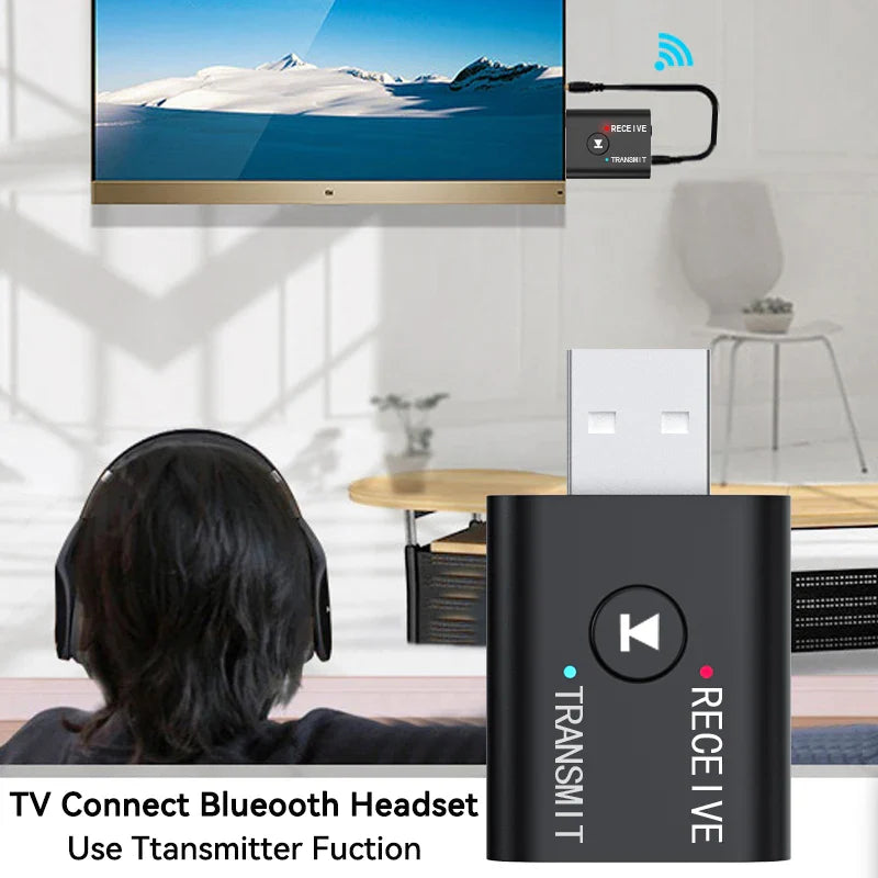 Bluetooth 5.0 Audio Transmitter Receiver – 3.5mm AUX, RCA, USB Stereo Wireless Adapter for TV, Car, Speaker & Headphones