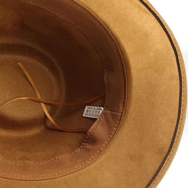 Unisex Black Suede Cowboy Hat – Western Gentleman Jazz Sombrero for Men & Women, Size 56-58cm