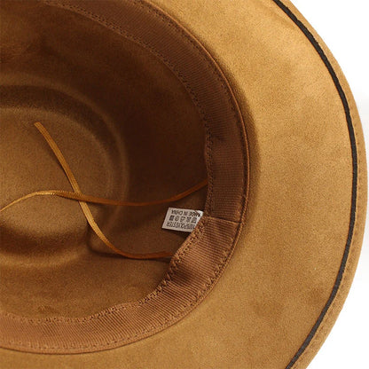 Unisex Black Suede Cowboy Hat – Western Gentleman Jazz Sombrero for Men & Women, Size 56-58cm
