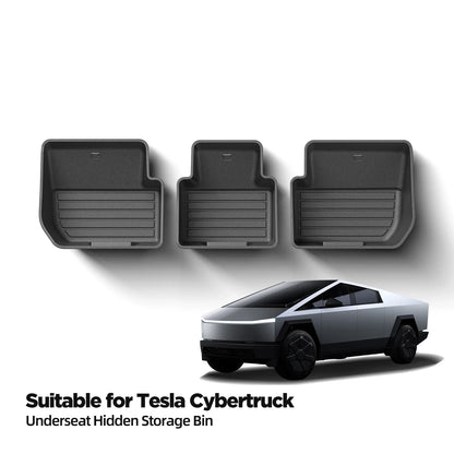 Tesla Cybertruck 2024–2025 Under Seat Storage Box Set – Rear Seat Lower Organizer Case, Car Interior Hidden Storage Accessories