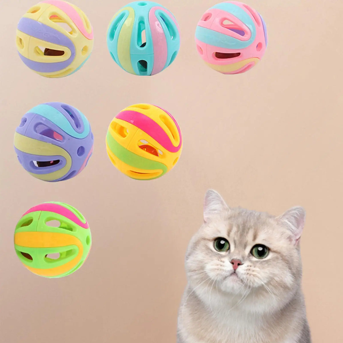 Jingle Bell Cat Toy Balls – Interactive Hollow Rattle Balls for Kitten Chasing, Pouncing & Play Exercise Toys