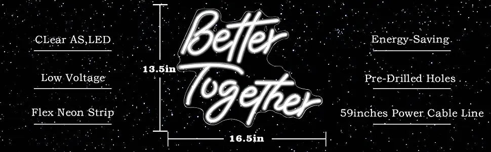Better Together Neon LED Sign – Home, Wedding & Bar Wall Decor for Bedroom, Party & Gift