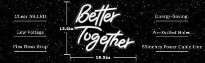 Better Together Neon LED Sign – Home, Wedding & Bar Wall Decor for Bedroom, Party & Gift