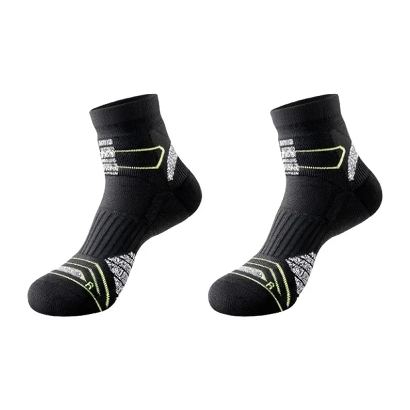 Professional Marathon Running Socks for Men – Thick Towel Bottom Sports Socks for Cycling & Basketball – Odor Control & Sweat Absorption Athletic Wear