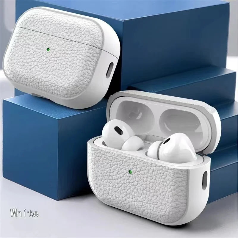Leather Texture Case for Apple AirPods 1–4 & Pro — Protective Wireless Earphone Cover Anti-Lost