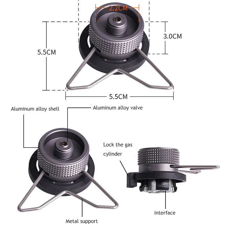 Gas Cartridge Adapter with Bracket: Butane Conversion Nozzle for Lindal Valve Output - 2024 Bottle Input Screw Type